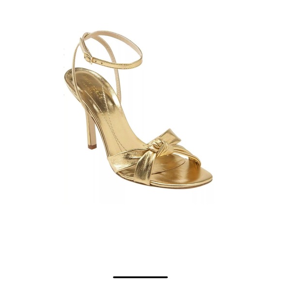 KATE SPADE NEW YORK Women's Gold Leather‎ Strappy Loupe Sandals Size 7 - Picture 1 of 14